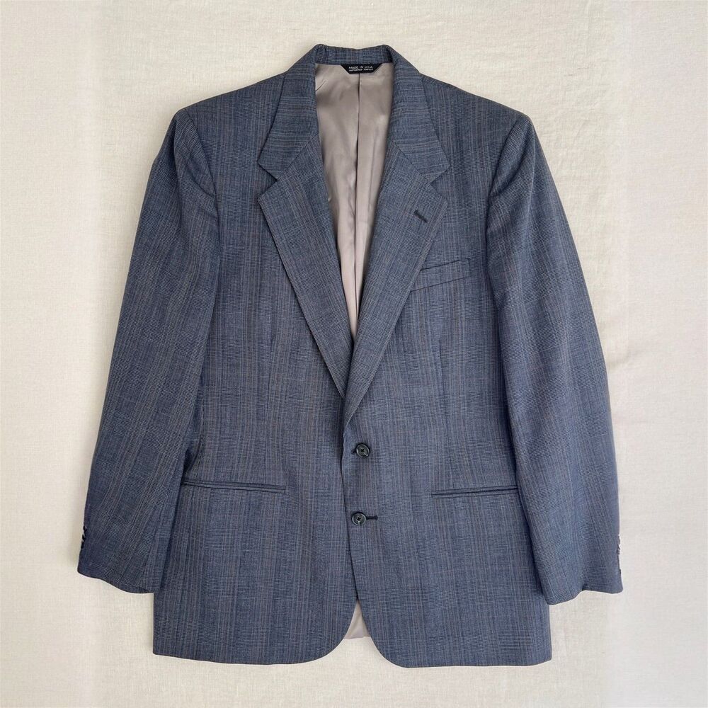 Vintage 90s Perry Ellis 100% Virgin Wool Blue Pinstripe Blazer Sport Coat Sz 40L